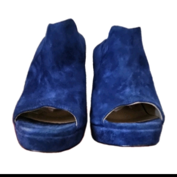Christian Louboutin Womens Blue Suede Roche Chunky Peep Toe Mule 40 8US - Picture 6 of 15